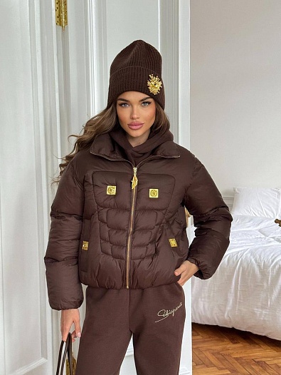 Женский костюм тройка на флисе Schiaparelli premium - Brown   