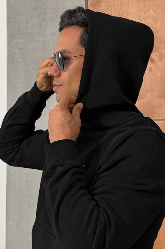 Мужское чёрное худи Valentino logo-embroidered