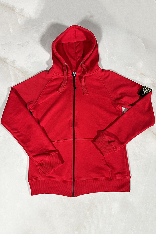 Красная кофта на молнии Stone Island compass-patch