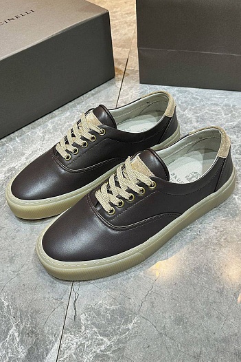 Кожаные кеды Brunello Cucinelli Sail low-top - Brown   