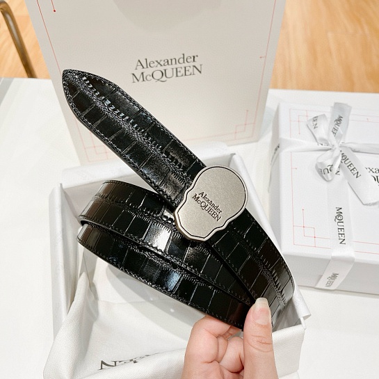 Кожаный ремень Alexander McQueen Skull Premium (ширина 3.5 см)