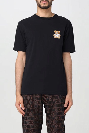 Футболка чёрного цвета Moschino Teddy Bear logo-patch   