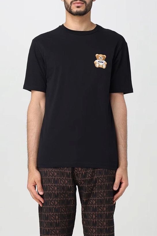Футболка чёрного цвета Moschino Teddy Bear logo-patch