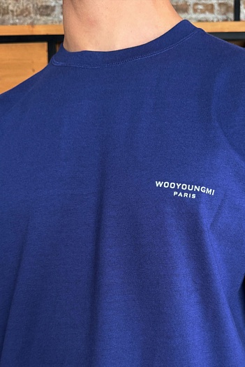 Синяя оверсайз футболка Wooyoungmi Basic Back Logo   