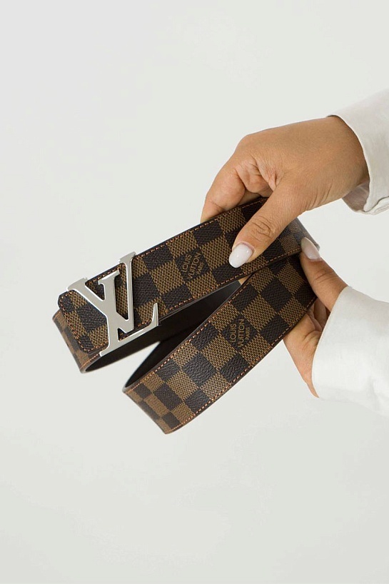 Кожаный ремень Louis Vuitton Initiales Damier (длина 85 - 115 см)