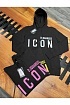 Чёрное худи Dsquared2 "ICON" white logo-print