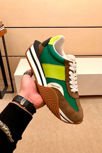 Мужские зелёные кроссовки Tom Ford   