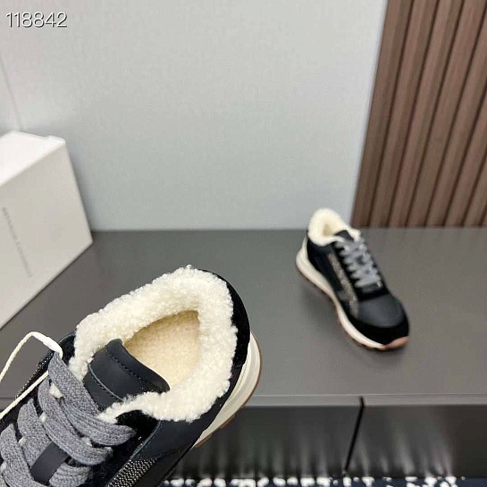 Женские замшевые кроссовки с мехом Brunello Cucinelli premium