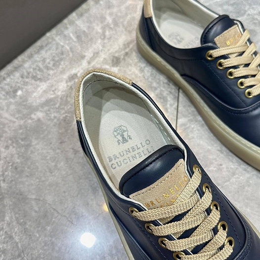Кожаные кеды Brunello Cucinelli Sail low-top - Blue   