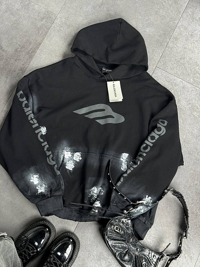 Женское худи Balenciaga чёрного цвета   