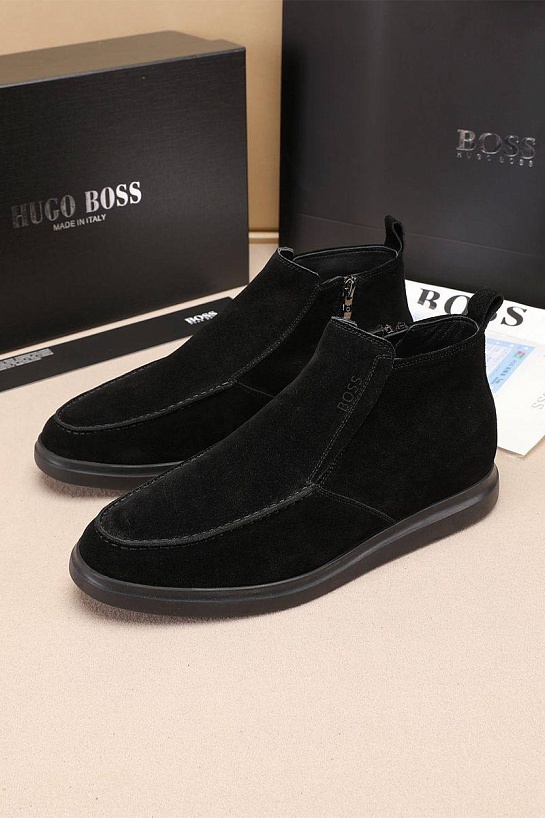 Замшевые лоферы с мехом Hugo Boss high-top - Black