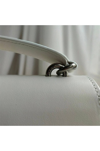 Кожаная сумка Love 25x18 см - White / Silver   