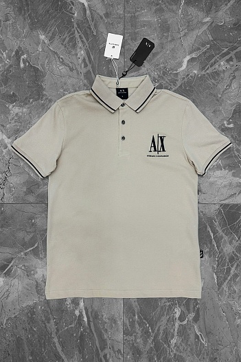 Бежевое поло Armani Exchange embroidered-logo   