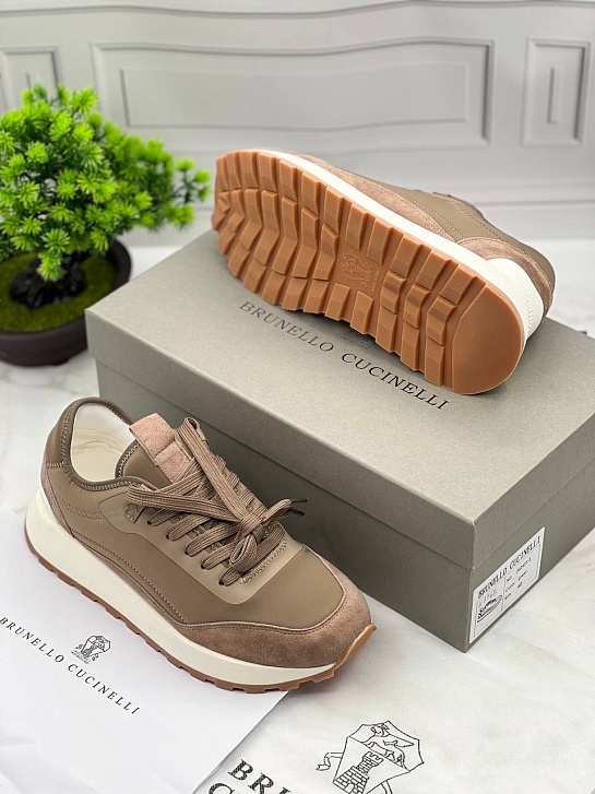 Мужские комбинированные кроссовки Brunello Cucinelli
