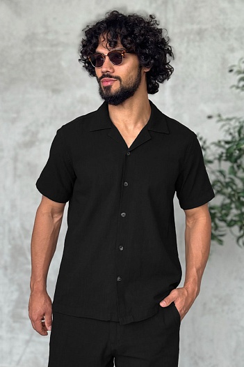 Мужская рубашка Loro Piana чёрного цвета   