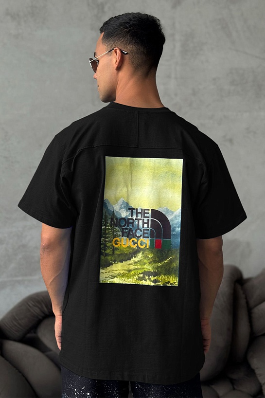 Оверсайз футболка Gucci x The North Face Collaboration landscape print - Black