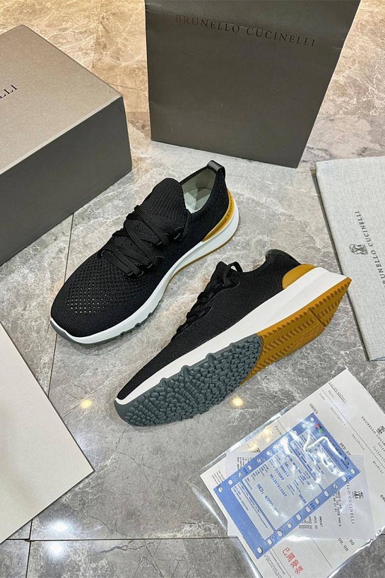 Текстильные кроссовки Brunello Cucinelli чёрного цвета