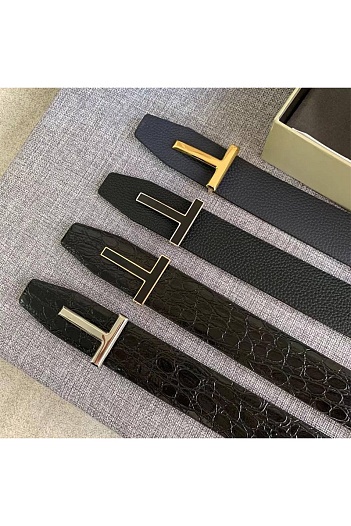 Кожаный чёрный ремень Tom Ford   