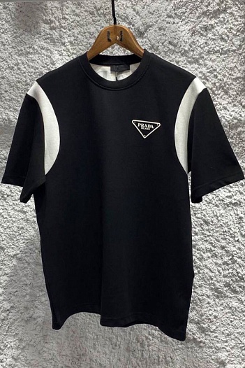 Мужская футболка Prada Milano - Black / White   