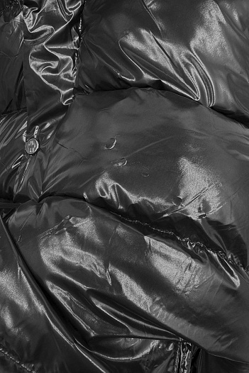 Мужская чёрная парка с глянцевым эффектом Moncler logo-patch   