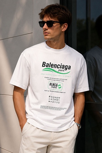 Оверсайз футболка Balenciaga Recycle - White   