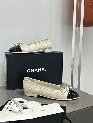 Женские кожаные балетки Chanel premium   