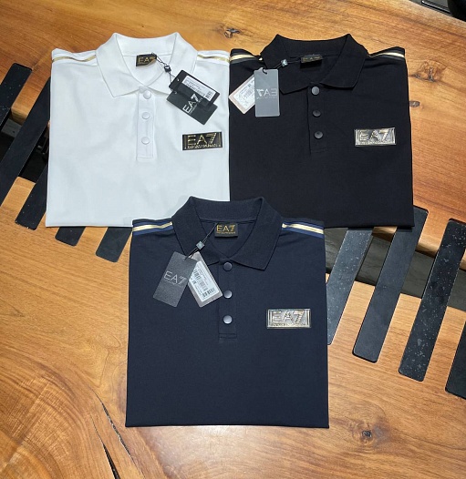 Мужское чёрное поло Emporio Armani 7 logo-badge   