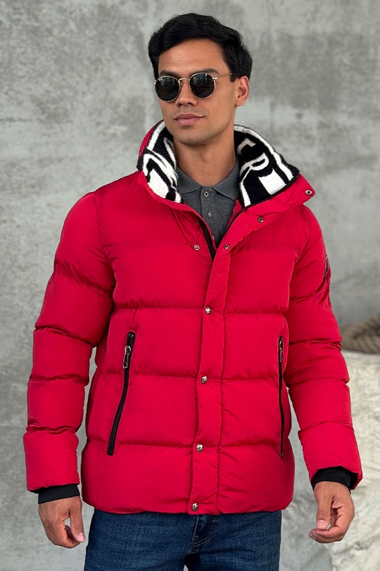 Куртка красного цвета Moncler logo-patch