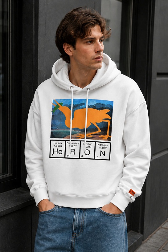 Белое оверсайз худи Heron Preston Periodic