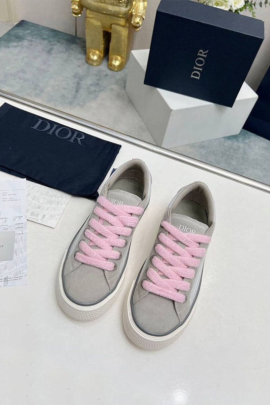 Женские комбинированные кроссовки Dior бежевого цвета