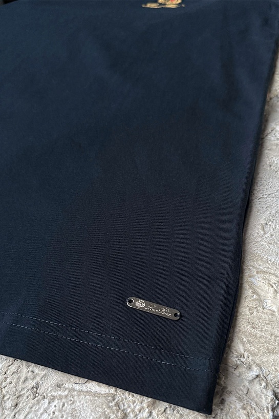 Футболка синего цвета Loro Piana logo-embroidered