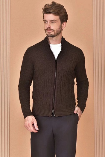 Кашемировый свитер Loro Piana Premium zip-up - Brown   