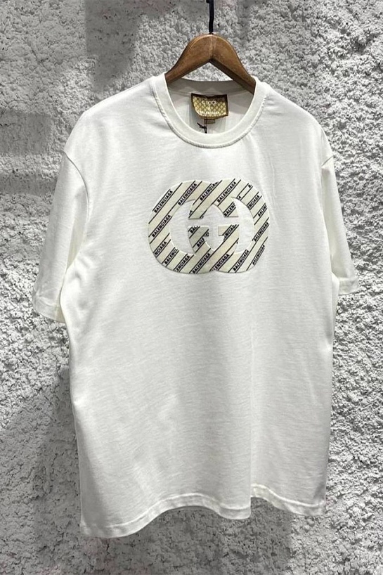 Белая оверсайз футболка Gucci x Balenciaga Collaboration