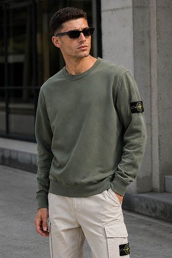 Мужской свитшот зелёного цвета Stone Island Compass-patch   
