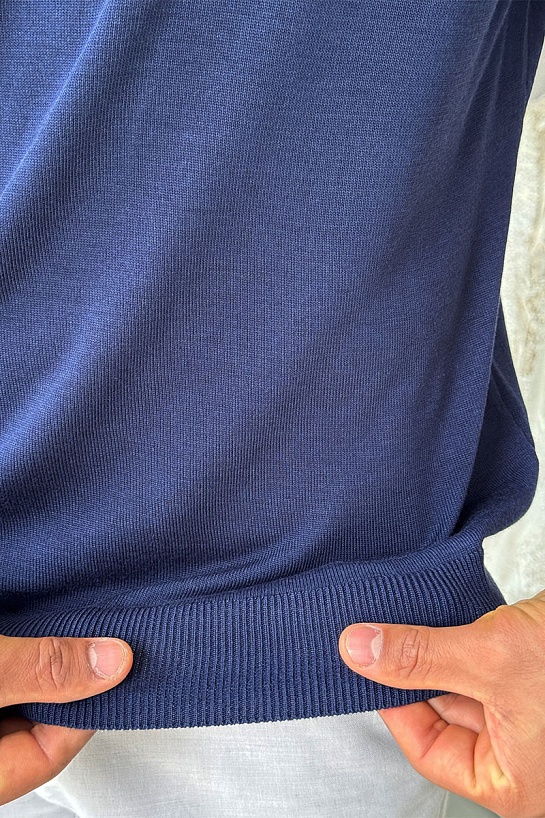 Мужское поло Stefano Ricci Eagle zip-neck - Navy