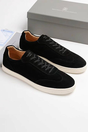 Замшевые кроссовки Brunello Cucinelli logo-print - Black   