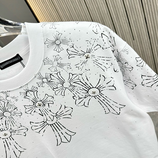 Белая оверсайз футболка Chrome Hearts Premium   