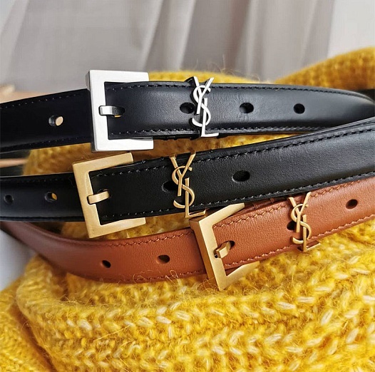 Кожаный ремень Yves Saint Laurent - ширина 2 см (3 расцветки)   