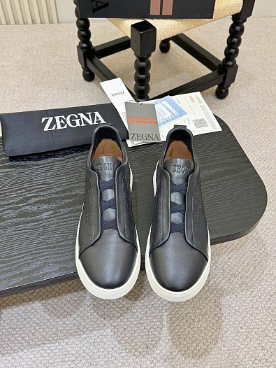 Мужские кроссовки Zegna Triple Stitch Alligator - Grey   