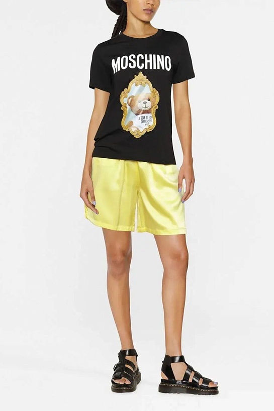 Женская футболка чёрного цвета Moschino Teddy Bear
