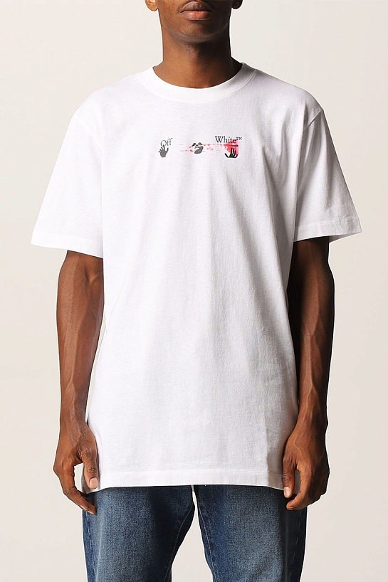 Белая оверсайз футболка Off-White Acrylic Arrow