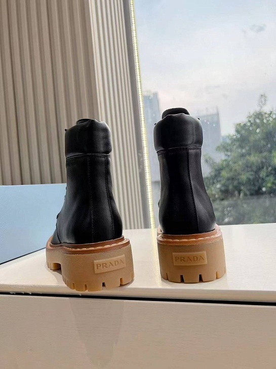 Женские чёрные ботинки Prada Premium