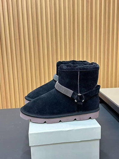 Женские замшевые угги с мехом Brunello Cucinelli Monili Premium   