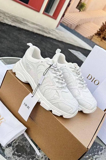 Женские кожаные кроссовки Dior Chrono Premium - White   