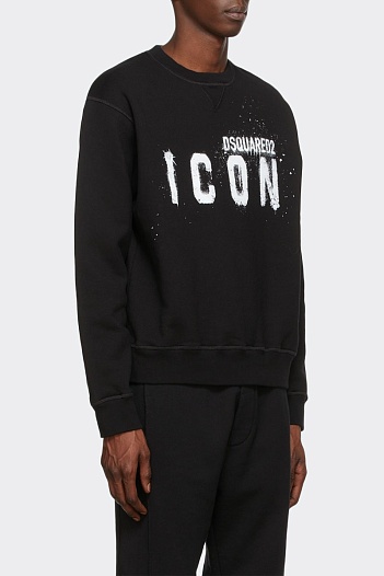 Мужской чёрный свитшот Dsquared2 "ICON" logo-print   