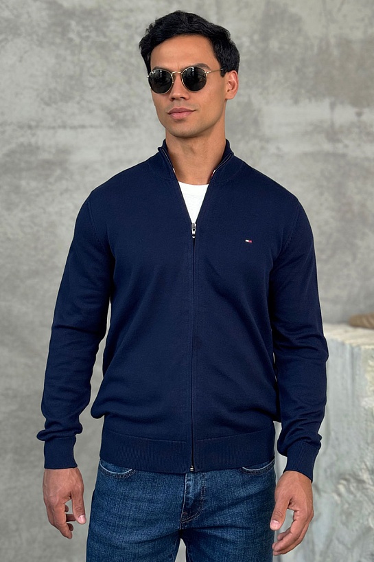 Кофта на молнии Tommy Hilfiger flag embroidery - Navy