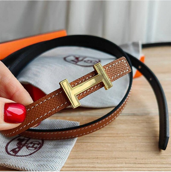 Кожаный ремень Hermes (длина 80 / 85 см)