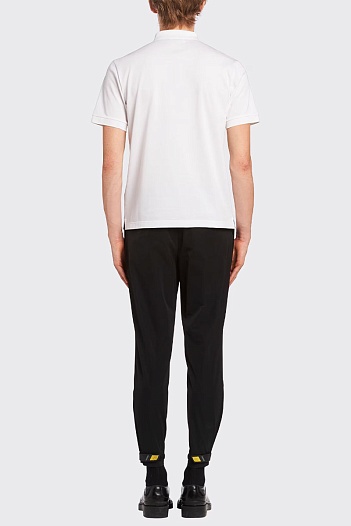 Поло белого цвета Prada logo-plaque   