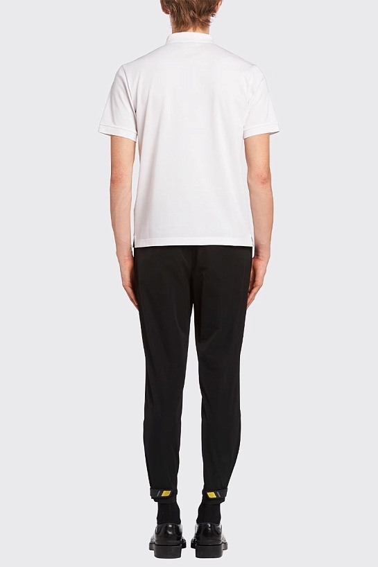 Поло белого цвета Prada logo-plaque