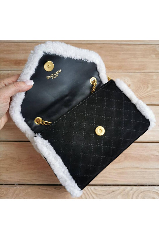 Комбинированная сумка Yves Saint Lauren Envelope Small 23x15 см - Black